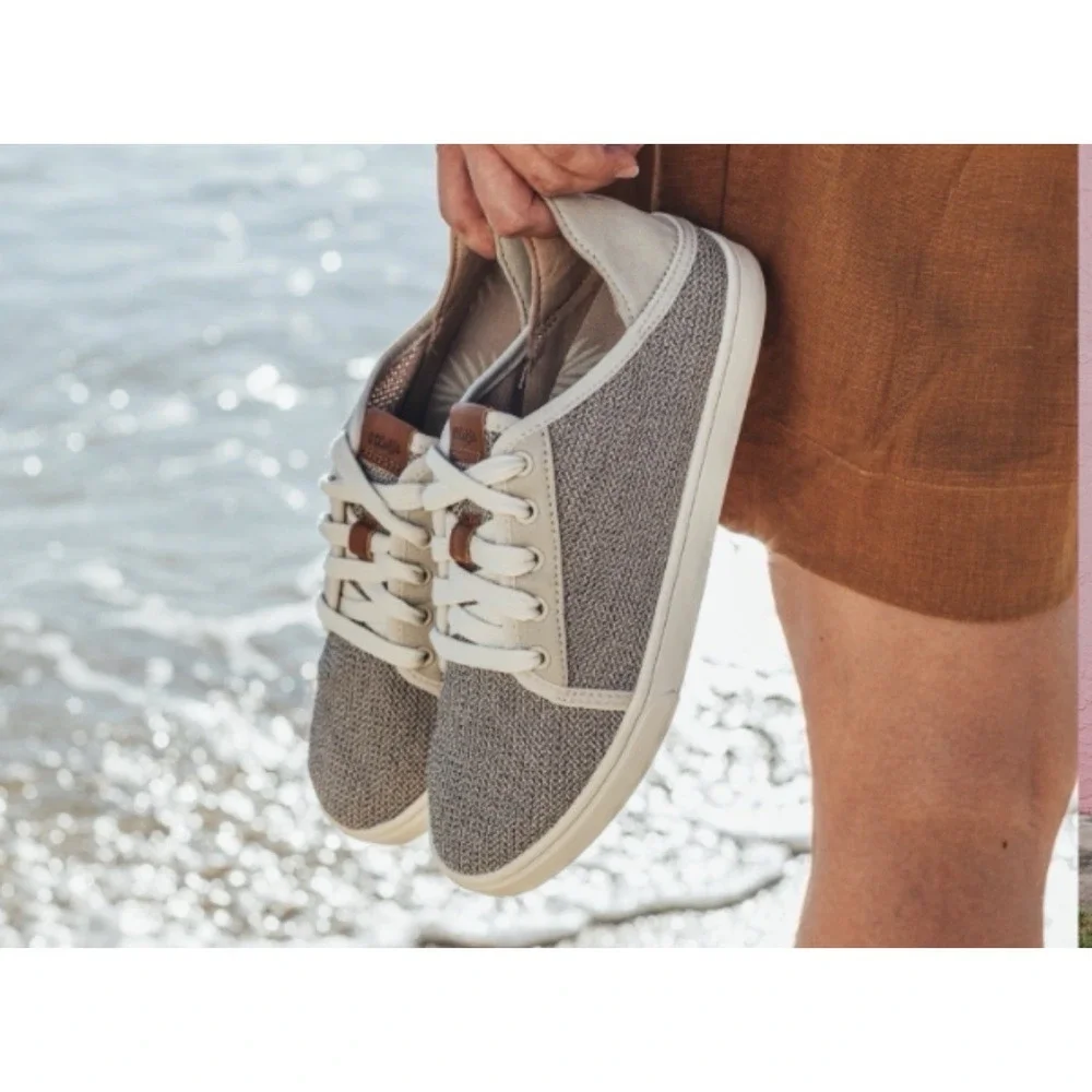 Olukai Sneakers Women 8 38 Pehuea Li Fabric Mesh Convertible Fold Down Heel Grey
